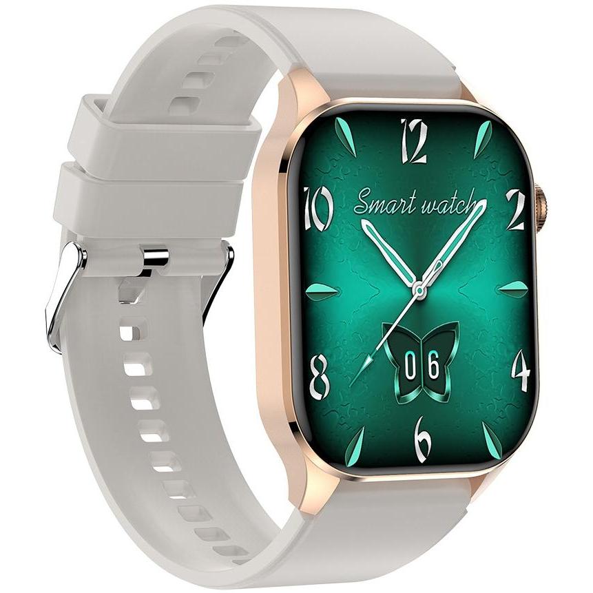 zegarek Hagen HB18110531 kwarcowy męski Smartwatch Smartwatch HB18 Różowe Złoto na Beżowym Pasku - miniatura 6
