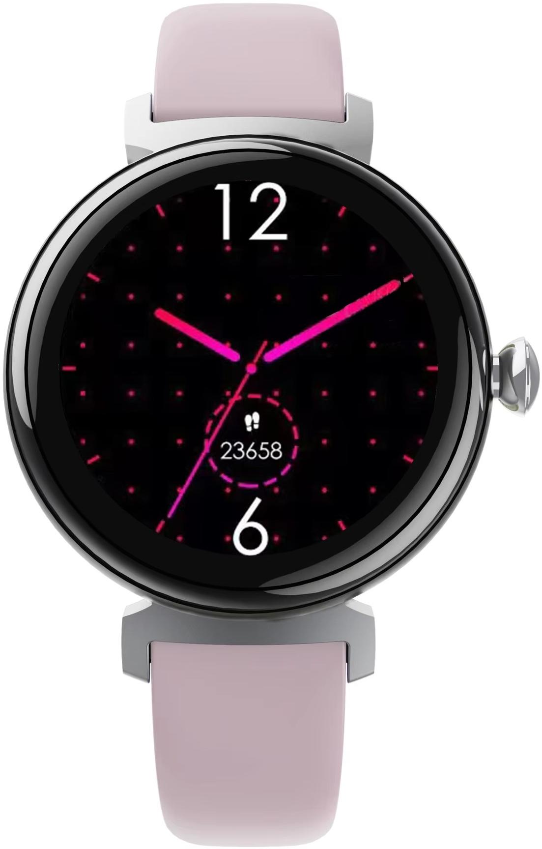zegarek Hagen HB19111539 HB19 Srebrny na Różowym Pasku damski z krokomierz Smartwatch
