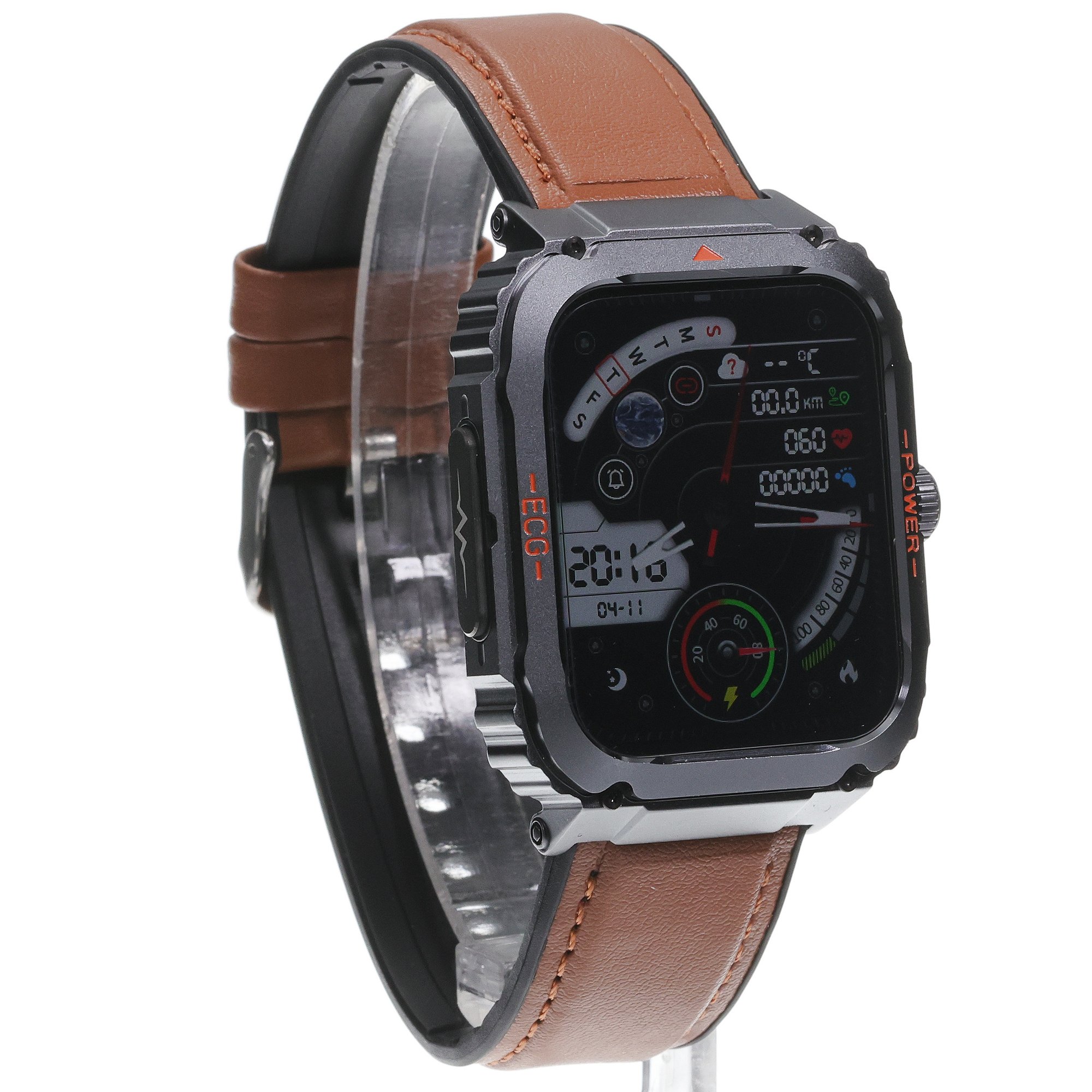 zegarek Hagen HB2114534 kwarcowy męski Smartwatch Smartwatch HB21 Brązowy pasek - miniatura 3
