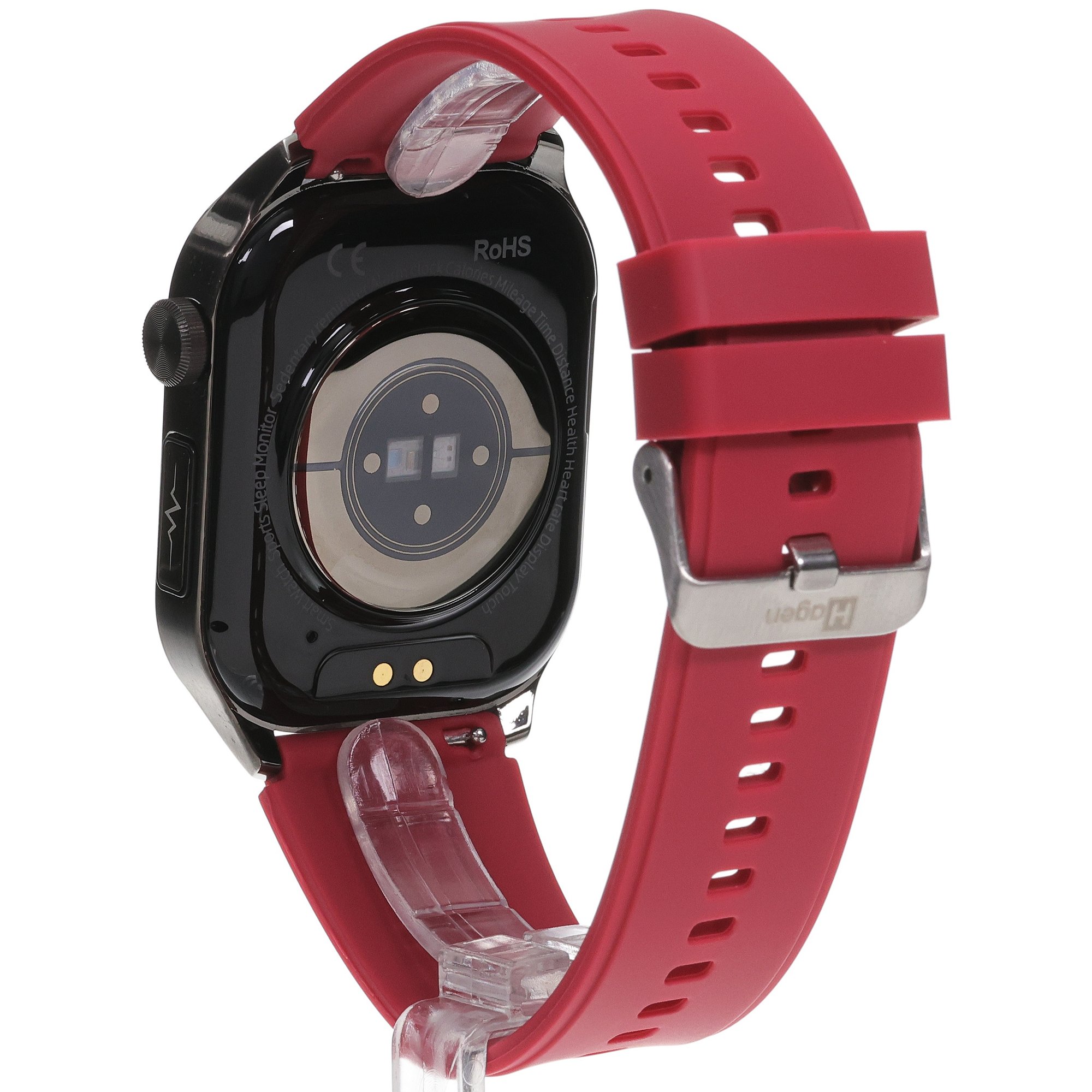 zegarek Hagen HB3014535 Smartwatch HB30 Czarny na Czerwonym Pasku męski z krokomierz Smartwatch - miniatura 4