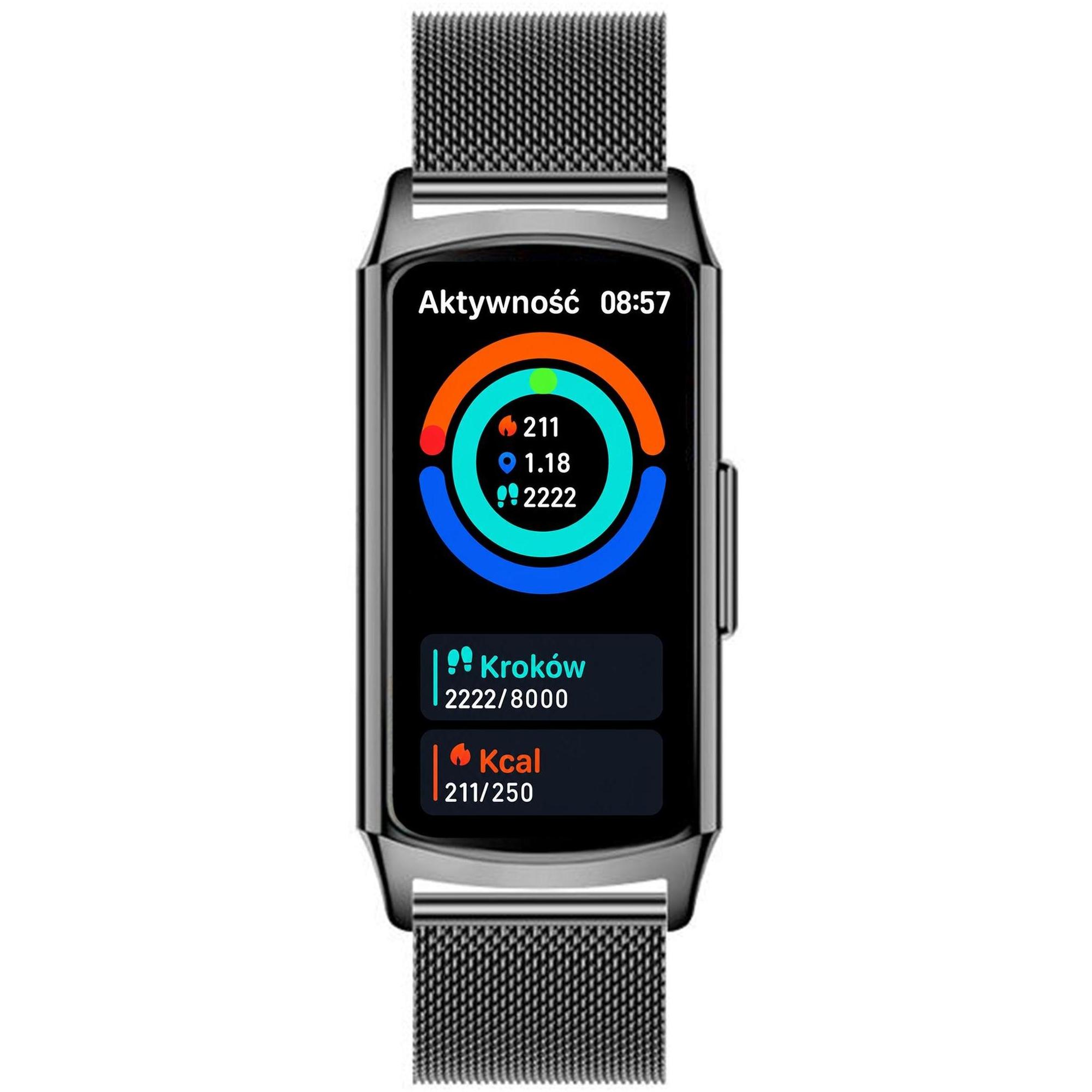 zegarek Hagen HB3514144 HB35 Czarna Bransoleta męski z krokomierz Smartwatch - miniatura 4