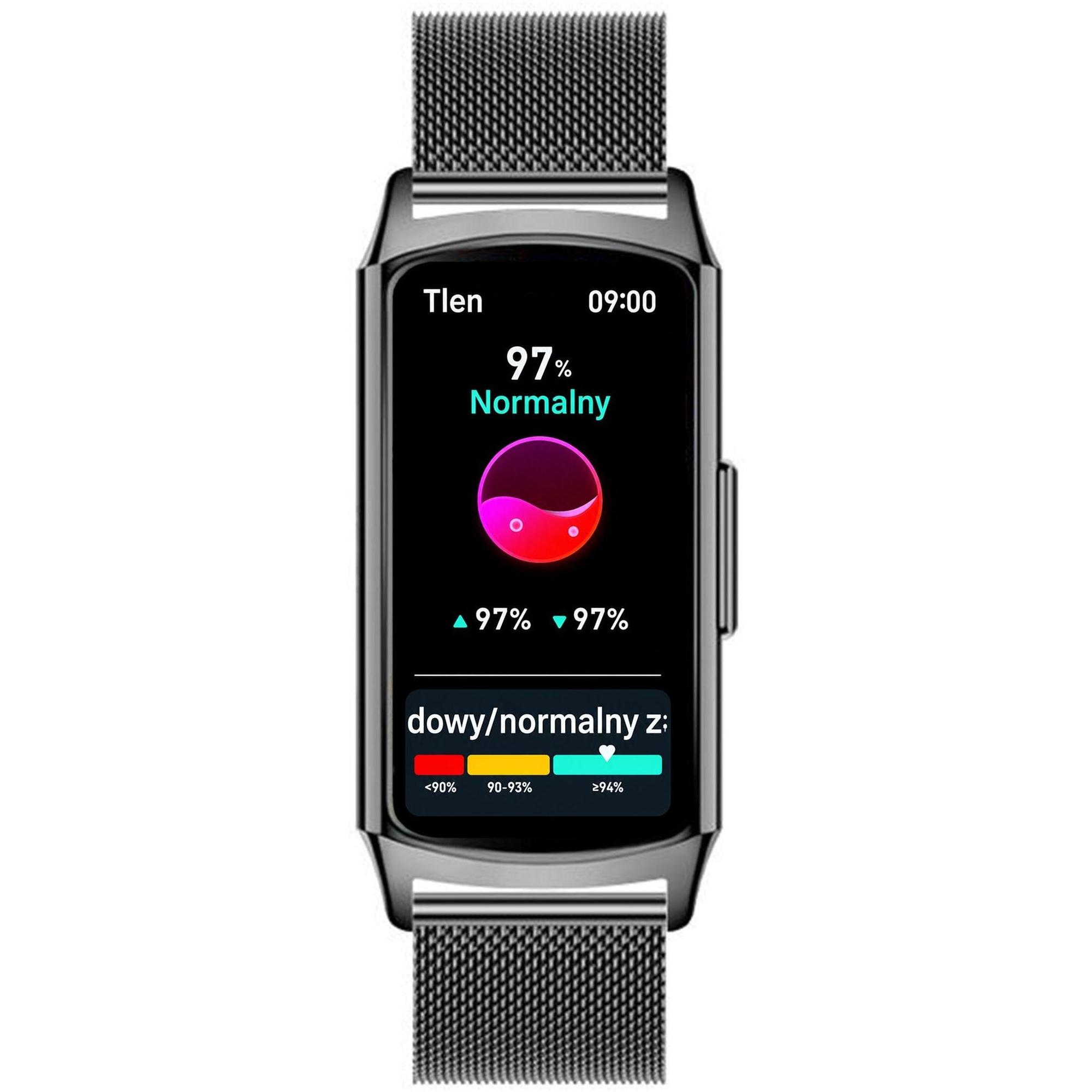zegarek Hagen HB3514144 HB35 Czarna Bransoleta Smartwatch - miniatura 12