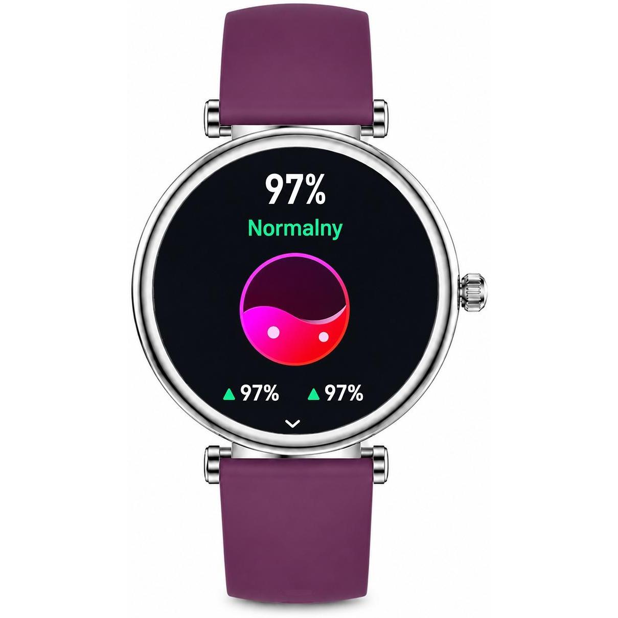 zegarek Hagen HB4021153211211-SET kwarcowy damski Smartwatch HB40 Fioletowy + Pasek i Bransoleta - miniatura 5
