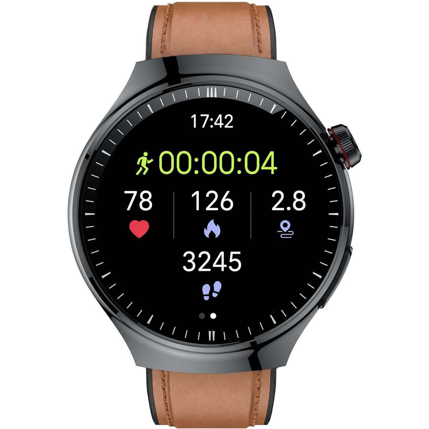 zegarek Hagen HB4114533 kwarcowy męski Smartwatch HB41 Czarny na Brązowym Pasku