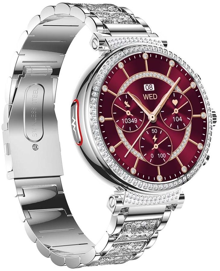 zegarek Hagen HB431111111532-SET HB43 Srebrny + Pasek damski z krokomierz Smartwatch - miniatura 3