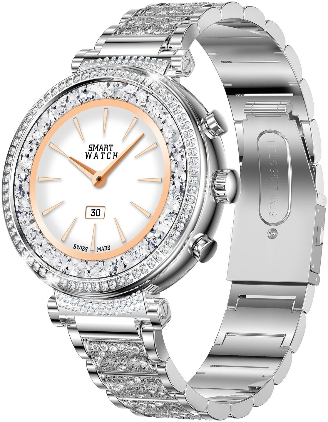 zegarek Hagen HB431111111532-SET kwarcowy damski Smartwatch HB43 Srebrny + Pasek - miniatura 6