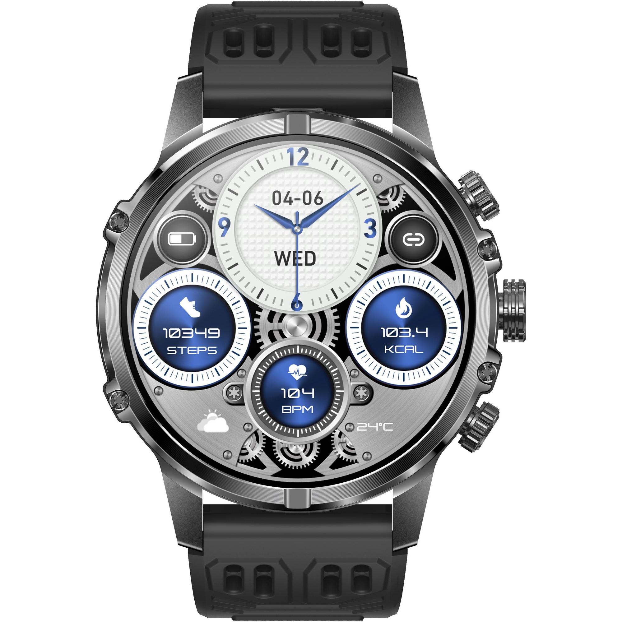 zegarek Hagen HB4514134 HB45 Czarny na Pasku męski z krokomierz Smartwatch - miniatura 2