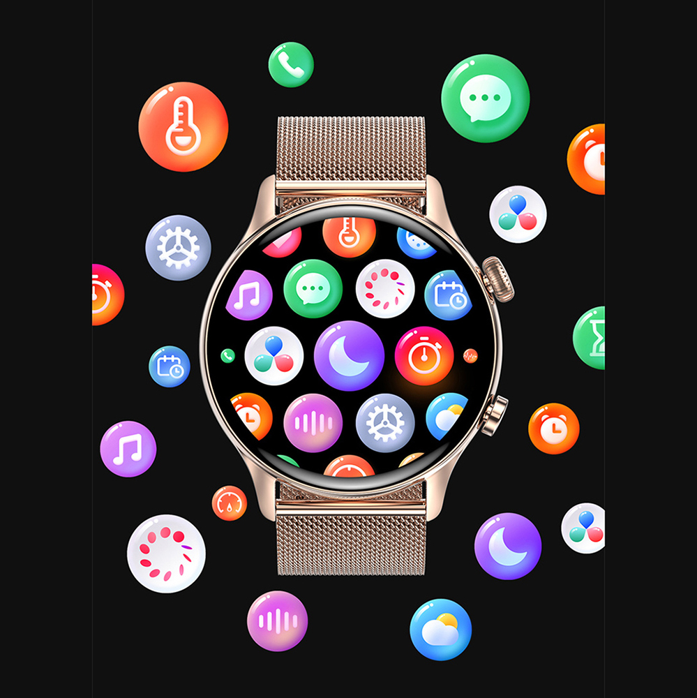 zegarek Hagen HC19111533334-SET Smartwatch HC19 czarny brązowy + pasek męski z krokomierz Smartwatch - miniatura 3