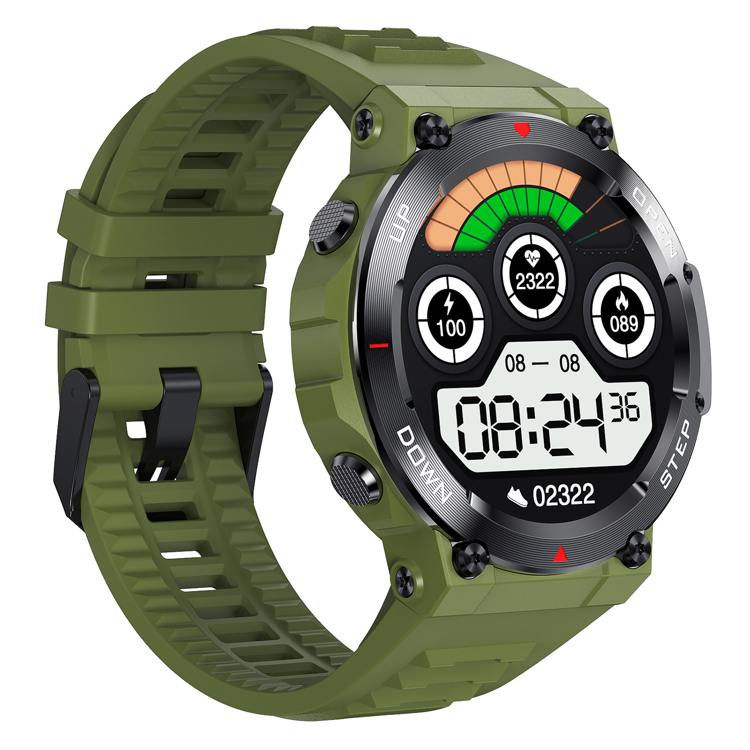 zegarek Hagen HC36K245314 Smartwatch HC36 khaki męski z krokomierz Smartwatch - miniatura 3