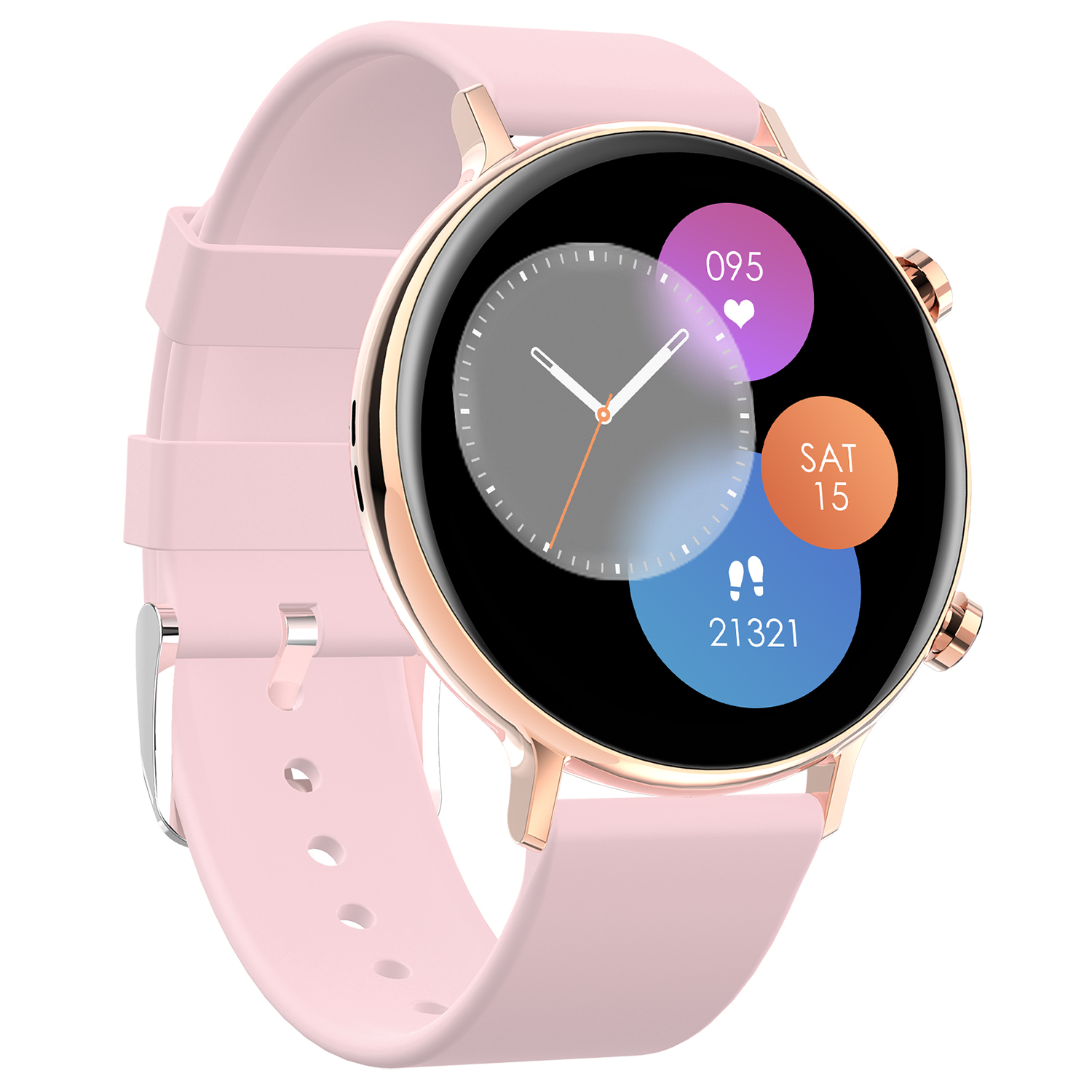 zegarek Hagen HC371105391410-SET Smartwatch HC37 różowy + bransoleta damski z krokomierz Smartwatch - miniatura 3