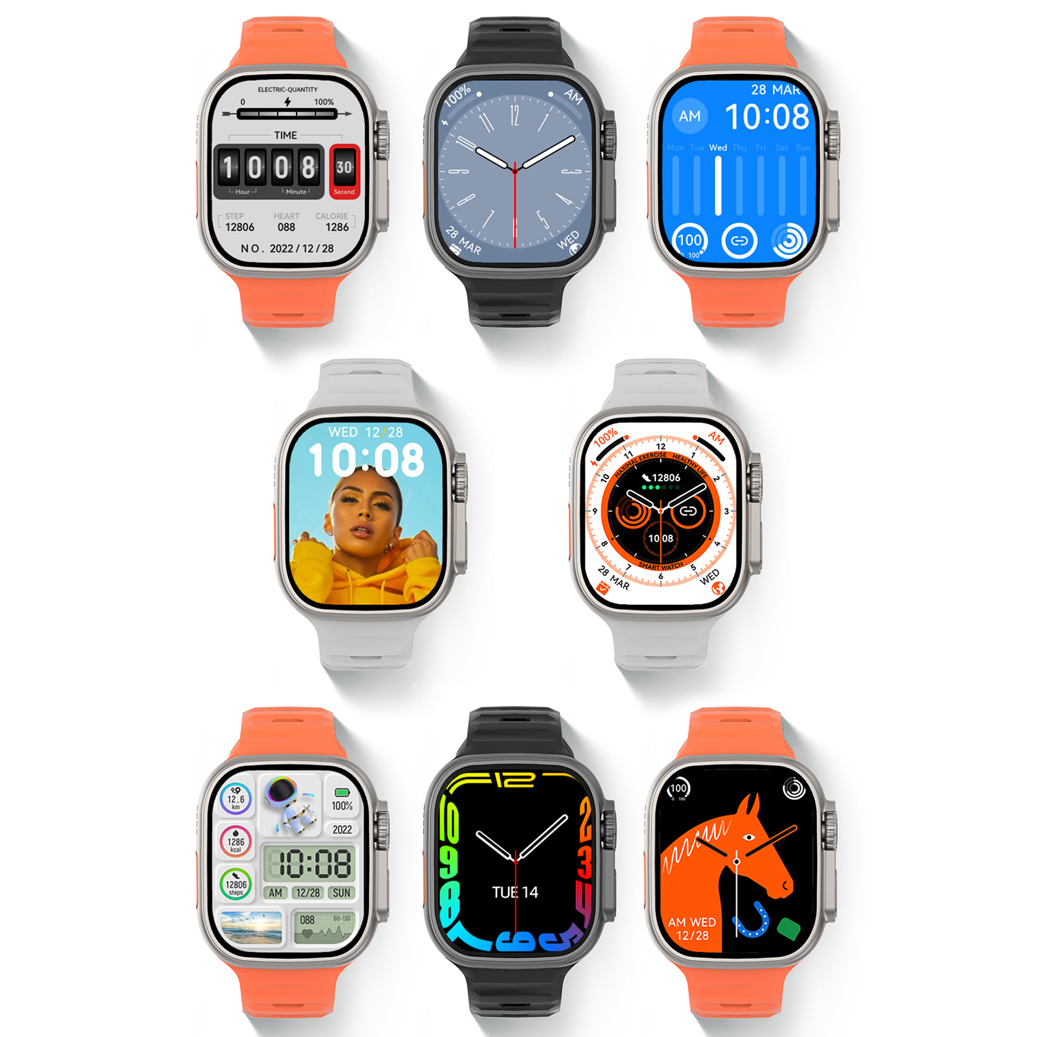 zegarek Hagen HC45111568568-SET kwarcowy męski Smartwatch Smartwatch HC45 srebrny pomarańczowy - miniatura 14