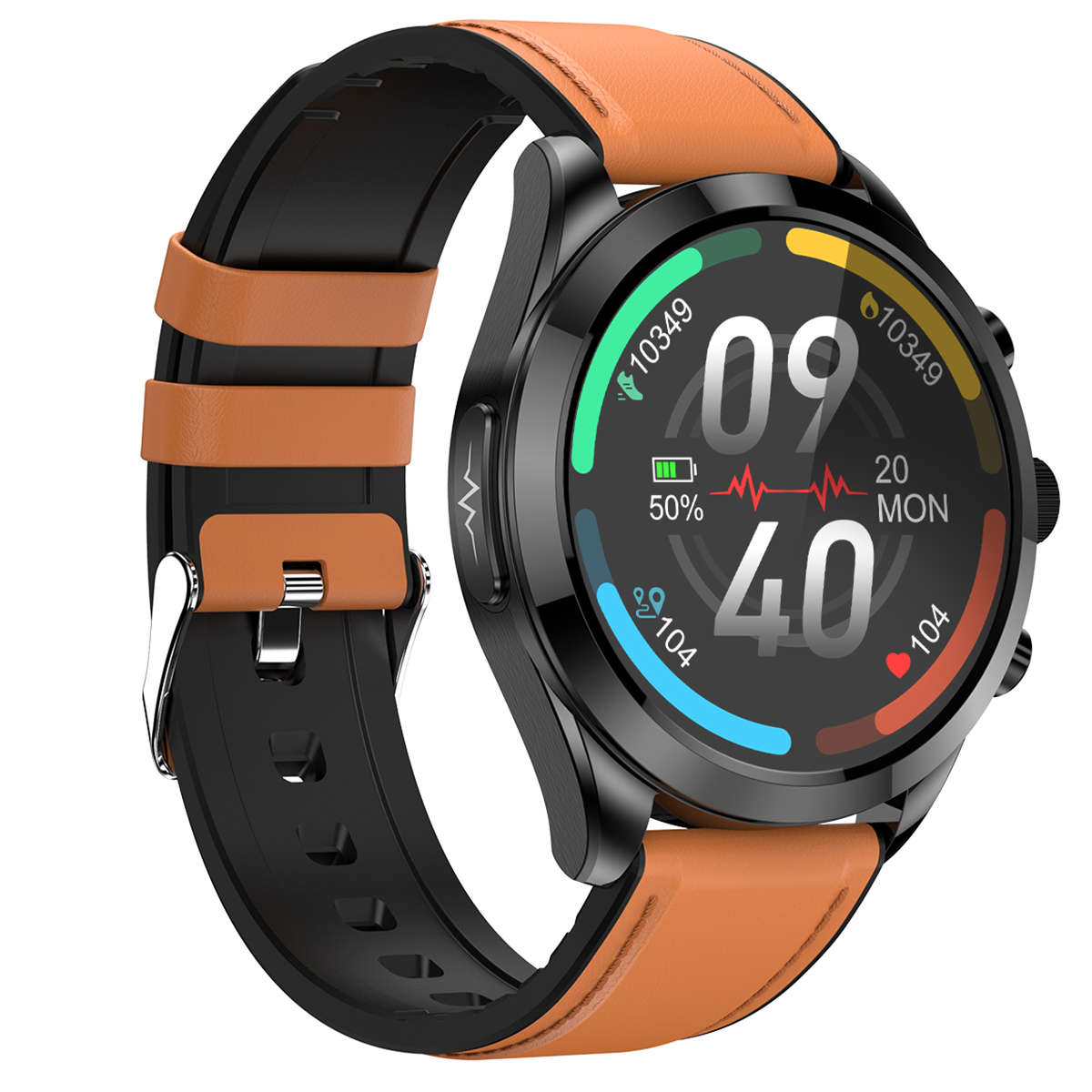 zegarek Hagen HC6714333 Smartwatch HC67 czarny brązowy męski z krokomierz Smartwatch - miniatura 3