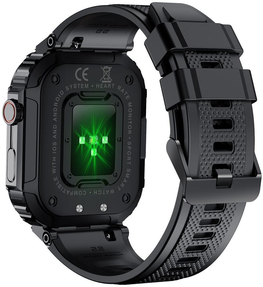 zegarek Hagen HC7114534 Smartwatch HC71 Czarny na Czarnym Pasku męski z krokomierz Smartwatch - miniatura 3