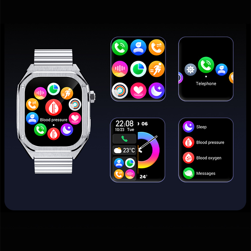 zegarek Hagen HC731151415534-SET Smartwatch HC73 złoty męski z kompas Smartwatch - miniatura 3