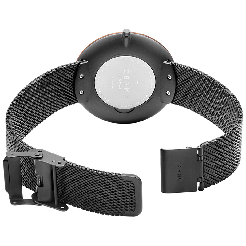 Obaku Denmark V245GXBBMB zegarek czarny klasyczny Slim bransoleta - miniatura 5