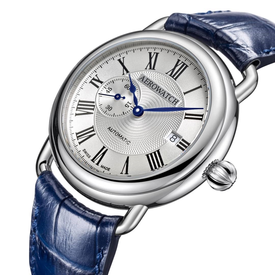 Aerowatch 77983-AA01 zegarek srebrny klasyczny 1942 pasek - miniatura 5