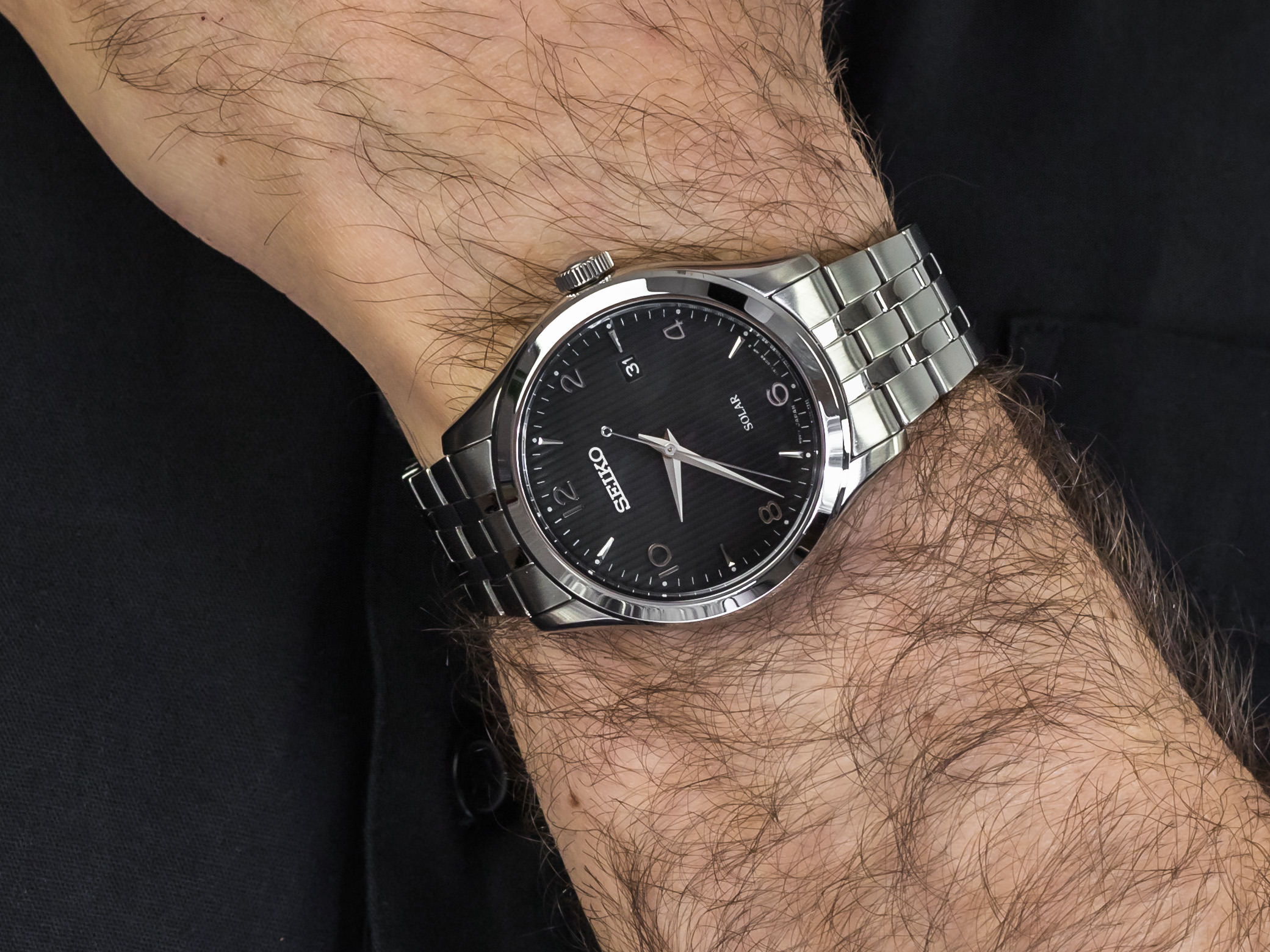 Seiko SNE489P1 Solar 100m zegarek klasyczny Solar - miniatura 4