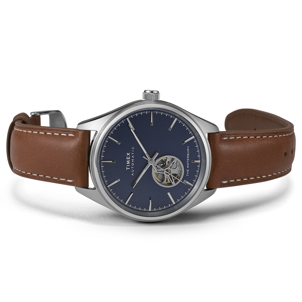 Timex TW2U37700 zegarek srebrny klasyczny Waterbury pasek - miniatura 5