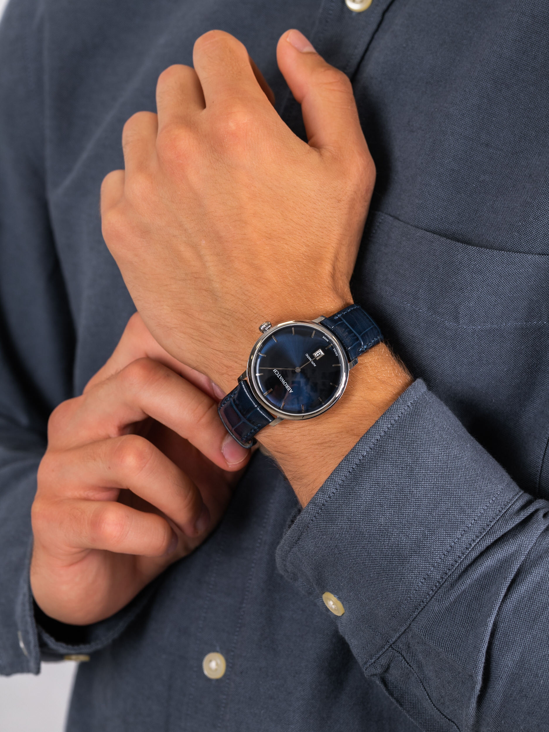 Aerowatch 67975-AA03 męski zegarek Heritage Slim pasek - miniatura 3