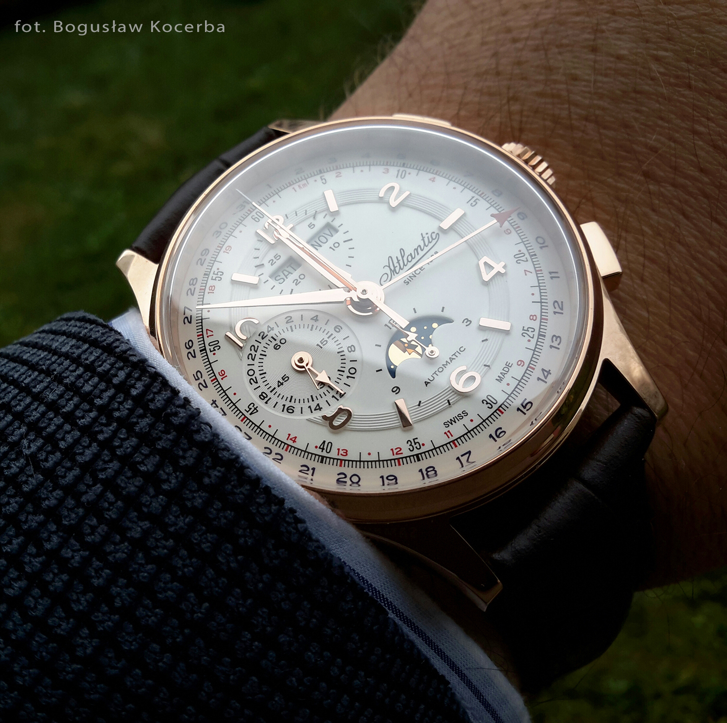 Atlantic 55851.44.25 Worldmaster Worldmaster Moonphase Universal Automatic Chronograph zegarek męski elegancki szafirowe - miniatura 8