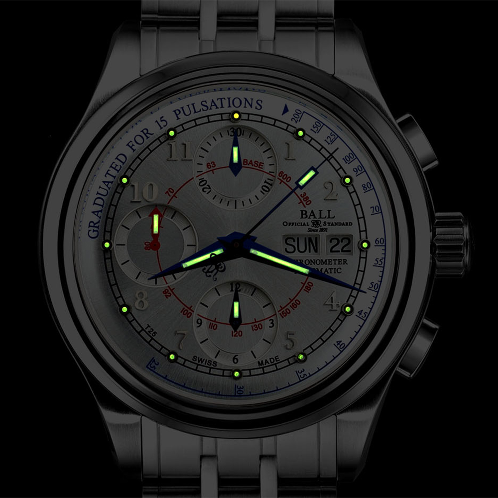 zegarek Ball CM1010D-SCJ-SL Pulsemeter Chronometer męski z chronograf Trainmaster - miniatura 3