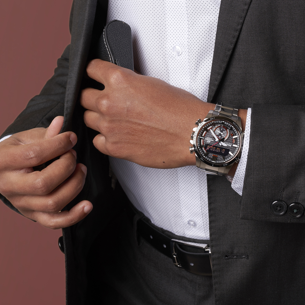 Edifice ECB-800DB-1AEF zegarek męski EDIFICE Premium srebrny