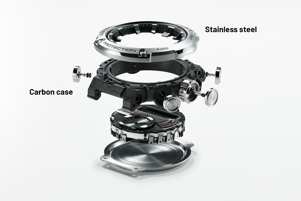 G-Shock GST-B200D-1AER zegarek srebrny sportowy G-SHOCK G-STEEL bransoleta