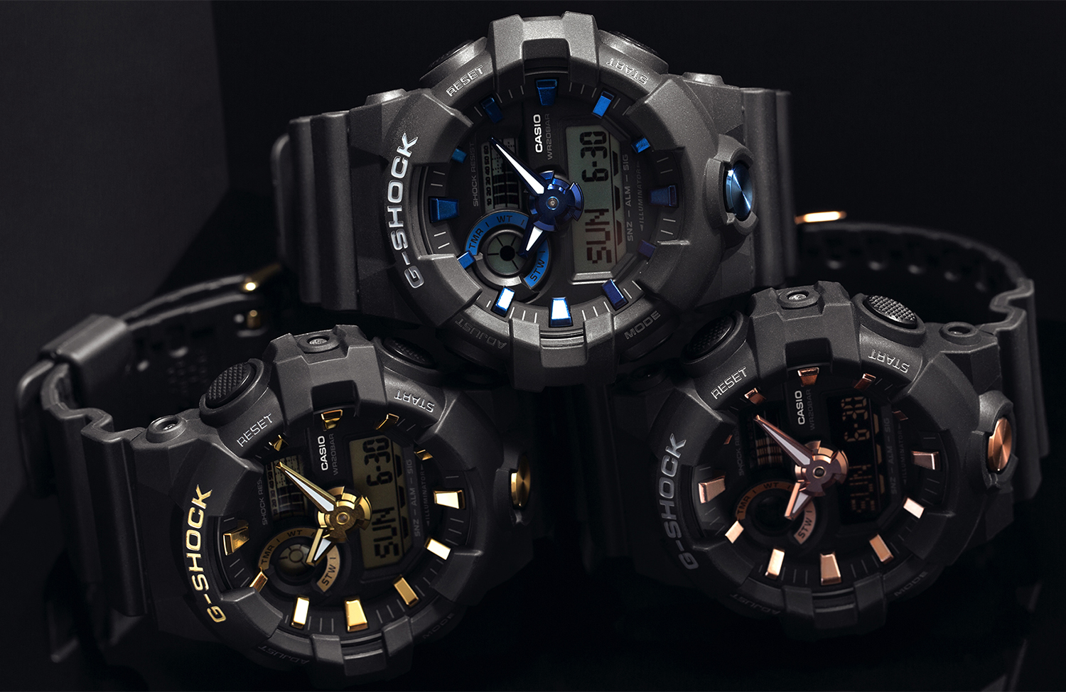 G-Shock GA-710B-1A9ER NO COMPLY BLACK AND GOLD zegarek sportowy G-SHOCK Original - miniatura 4