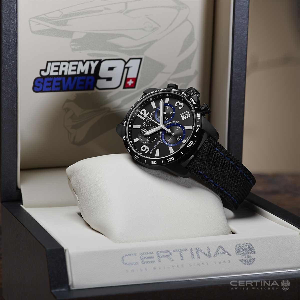 zegarek Certina C034.417.38.057.10 DS Podium Chronograph 1/10 sec Jeremy Seewer YAMAHA DS Podium szafirowe - miniatura 11