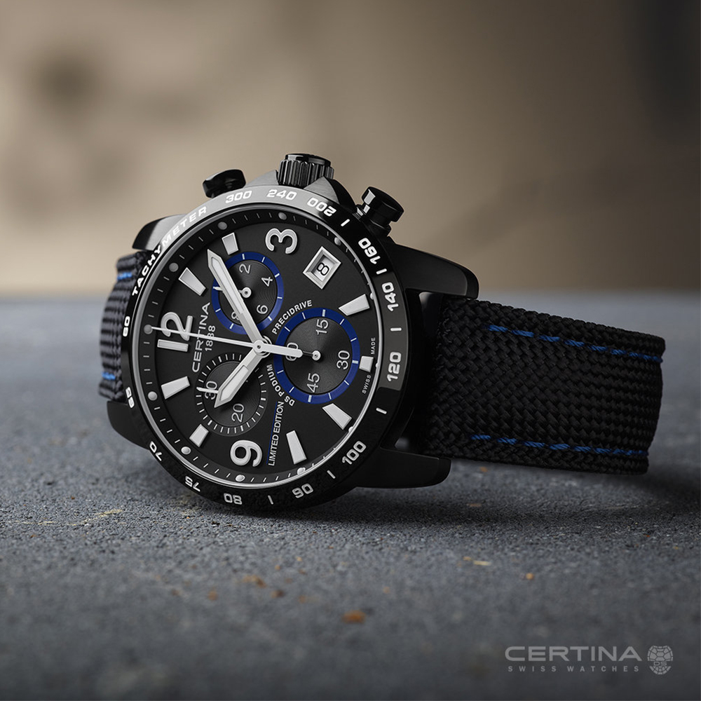 zegarek Certina C034.417.38.057.10 DS Podium Chronograph 1/10 sec Jeremy Seewer YAMAHA męski z tachometr DS Podium - miniatura 3