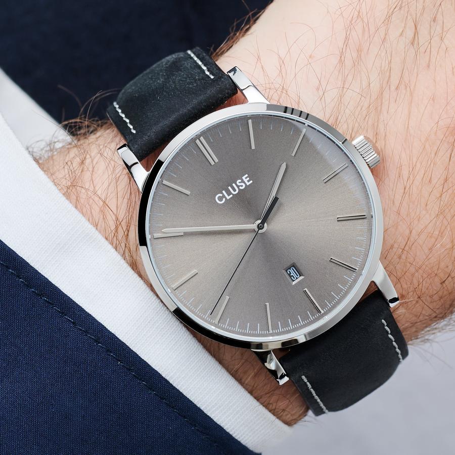 zegarek Cluse CG1519501001 kwarcowy męski Aravis Silver Warm Grey/Black  Silver Mesh Strap Gift Box - miniatura 5