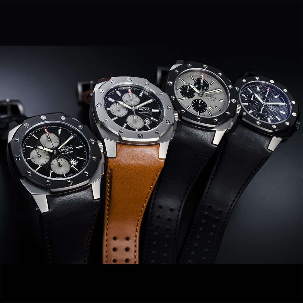 Davosa 161.503.55 Performance TITANIUM CHRONOGRAPH zegarek męski klasyczny szafirowe - miniatura 8