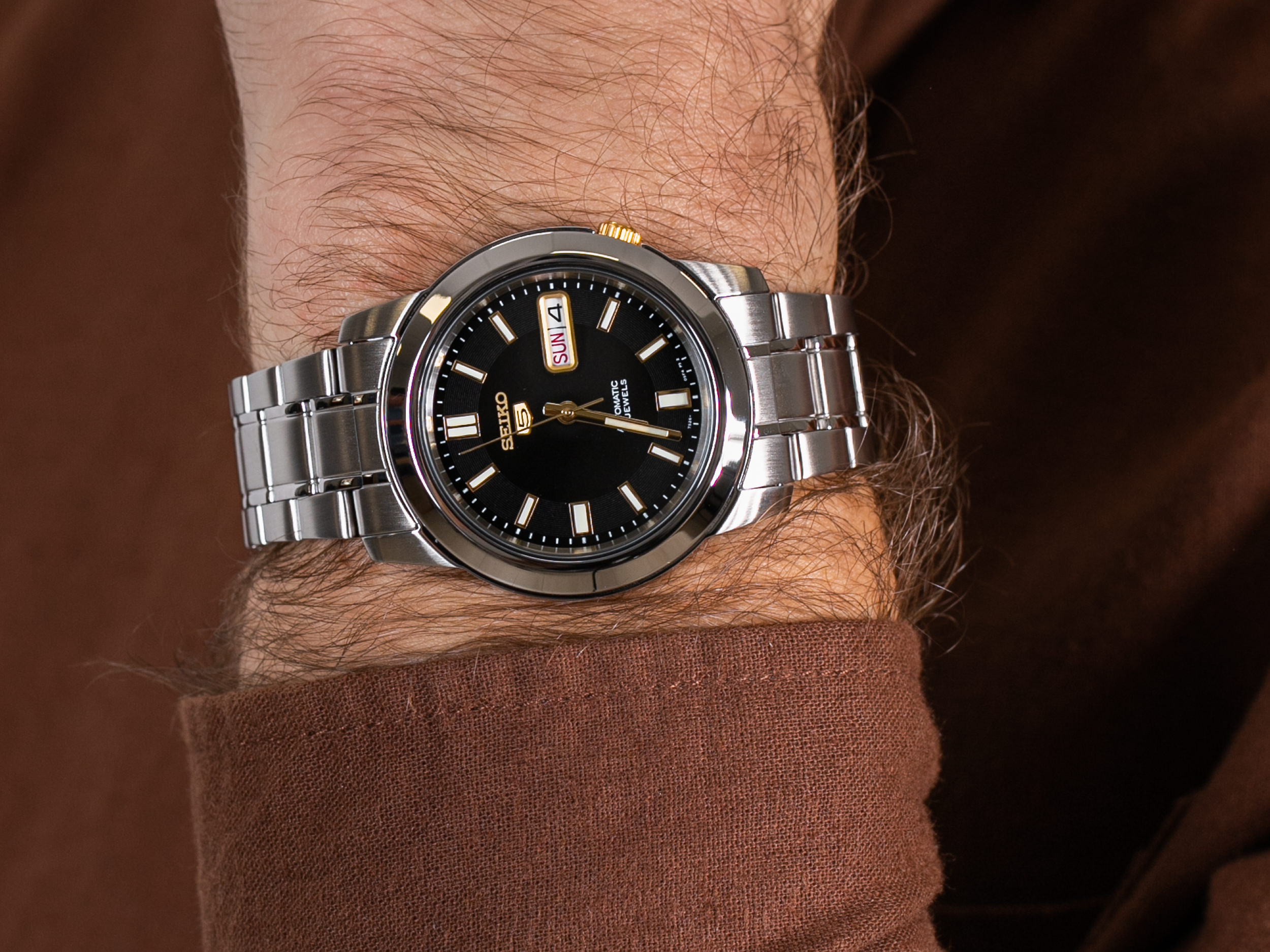 Seiko SNKK17K1 5 Automatic Automatic elegancki zegarek srebrny - miniatura 4