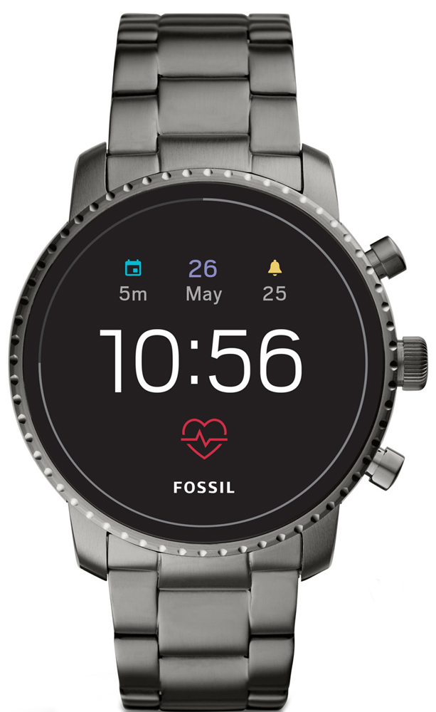 Fossil Smartwatches Gen 4 Smartwatch Q Explorist Smoke Stainless Steel 45mm FTW4012