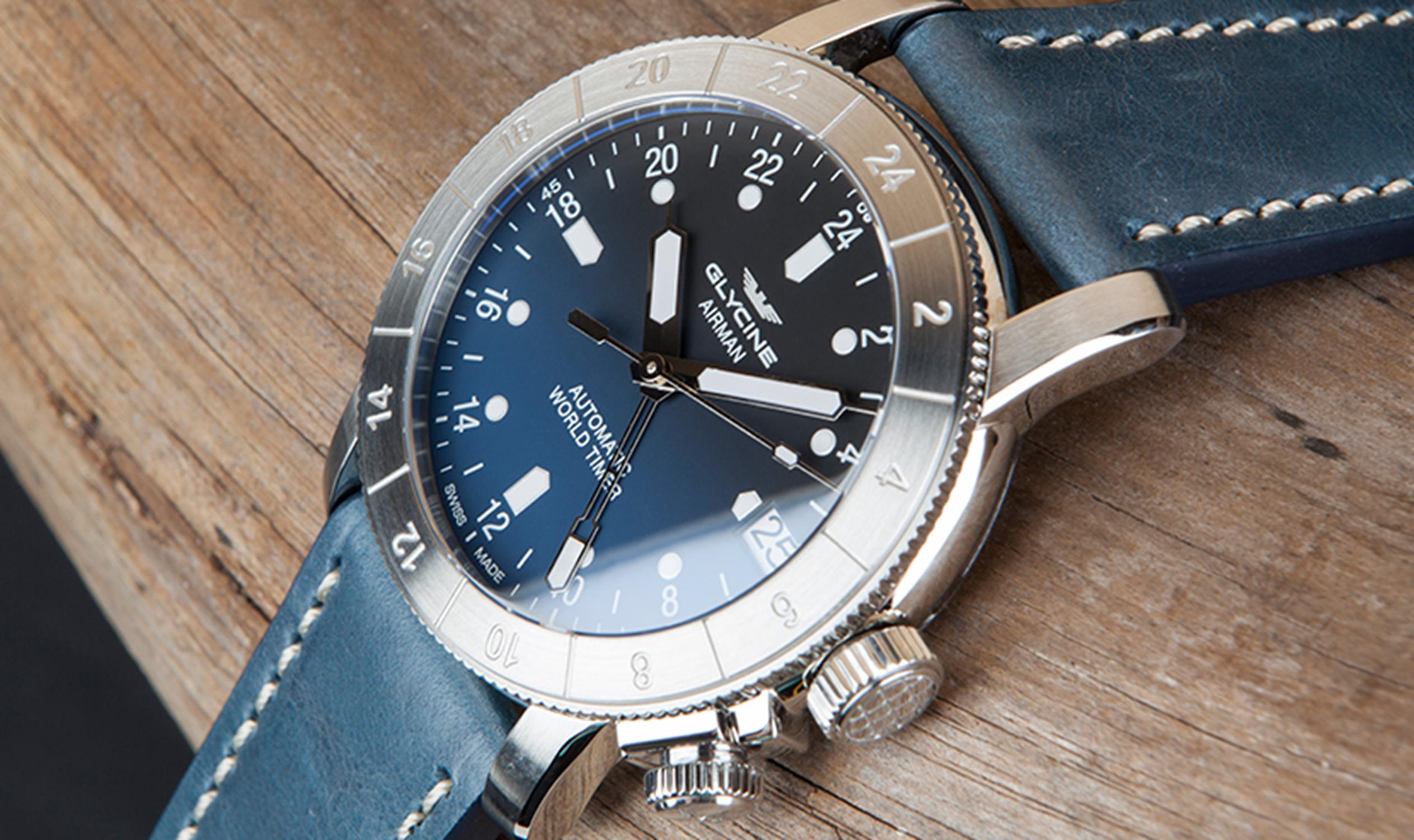 Glycine GL0060 zegarek srebrny klasyczny Airman pasek - miniatura 5