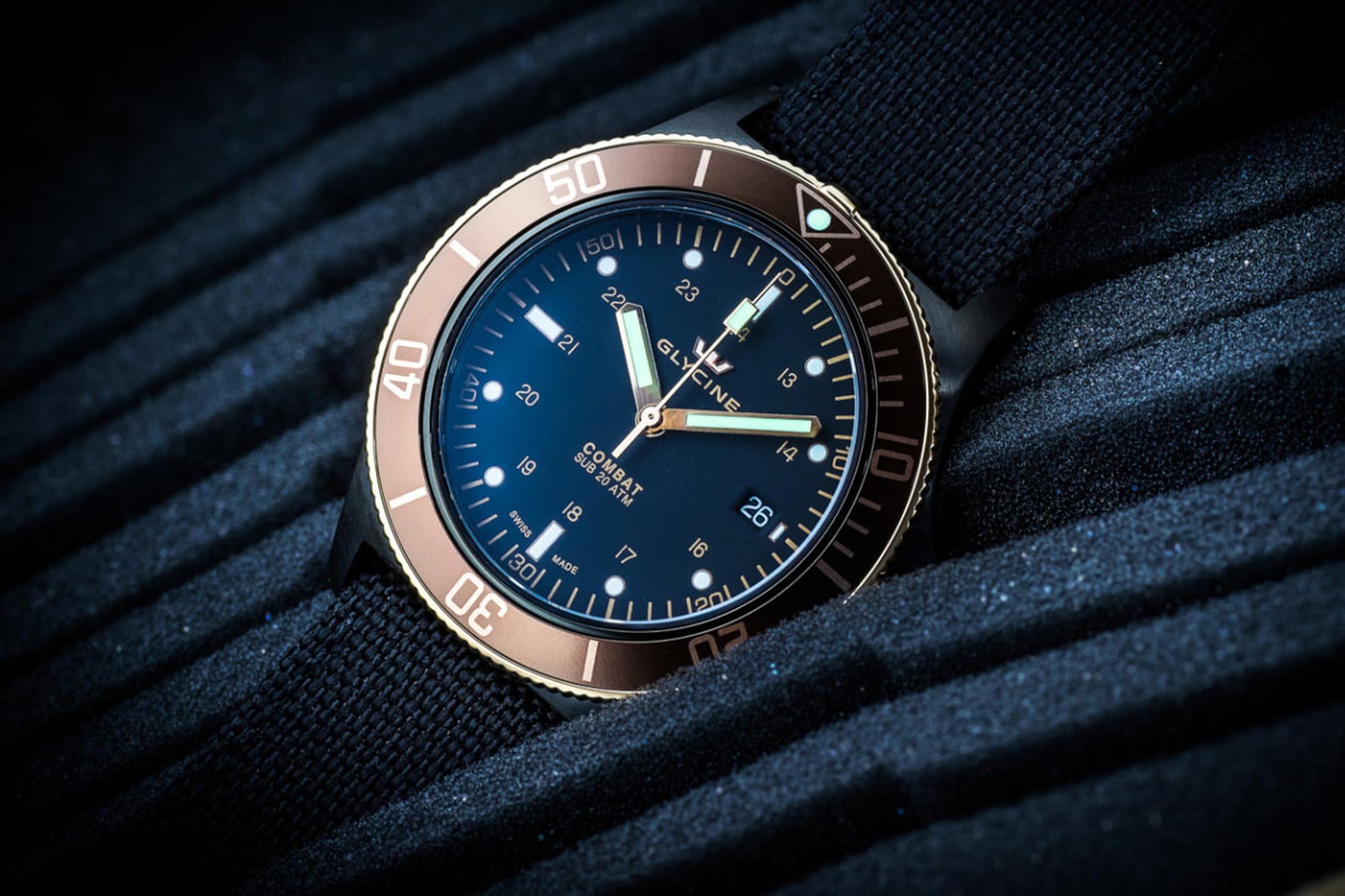 Glycine GL0093 zegarek czarny klasyczny Combat pasek - miniatura 5