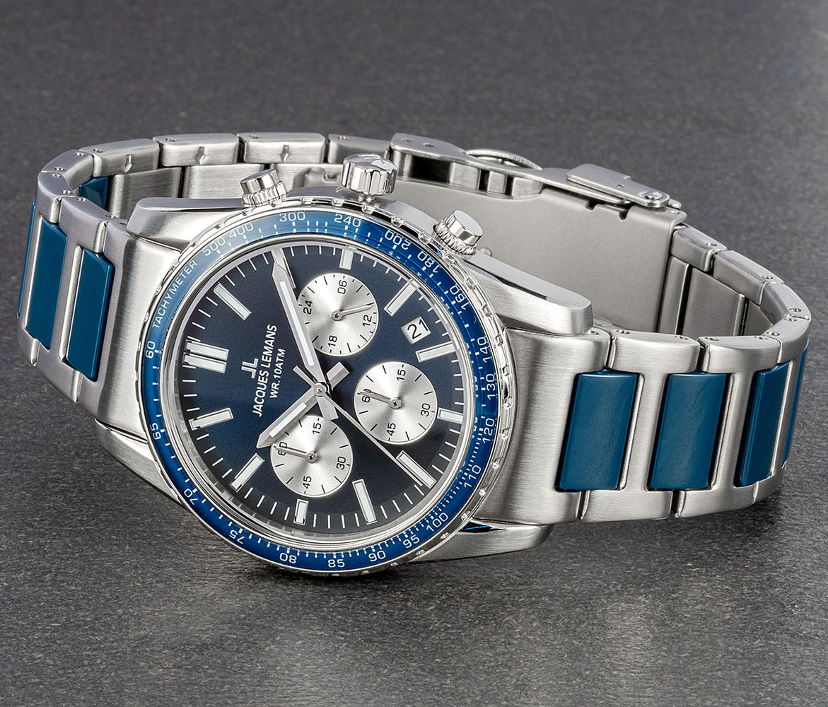 Jacques Lemans 1-2059I zegarek srebrny sportowy Sport bransoleta - miniatura 5