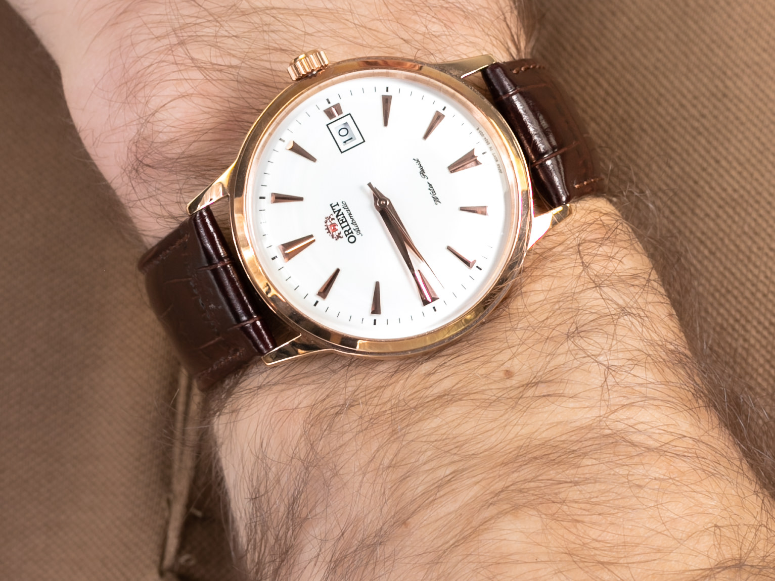 zegarek Orient FER24002W0 różowe złoto Classic - miniatura 4