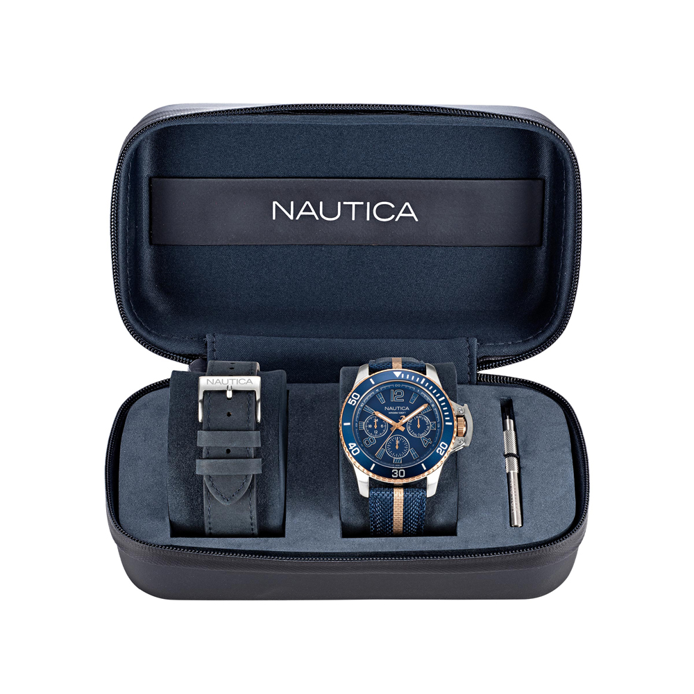 Nautica NAPBSF920 zegarek srebrny klasyczny Pasek pasek - miniatura 4