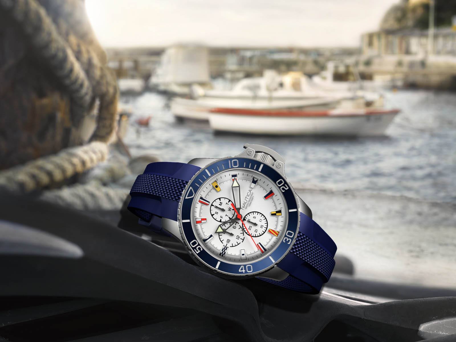 Nautica NAPBYS002 zegarek srebrny sportowy Pasek pasek - miniatura 5