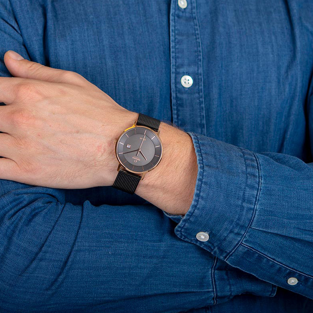 Obaku Denmark V222GRVBMB Solar Solar klasyczny zegarek różowe złoto - miniatura 6