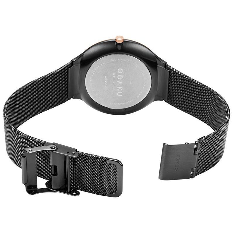 Obaku Denmark V240GXMBMB zegarek czarny klasyczny Slim bransoleta - miniatura 5