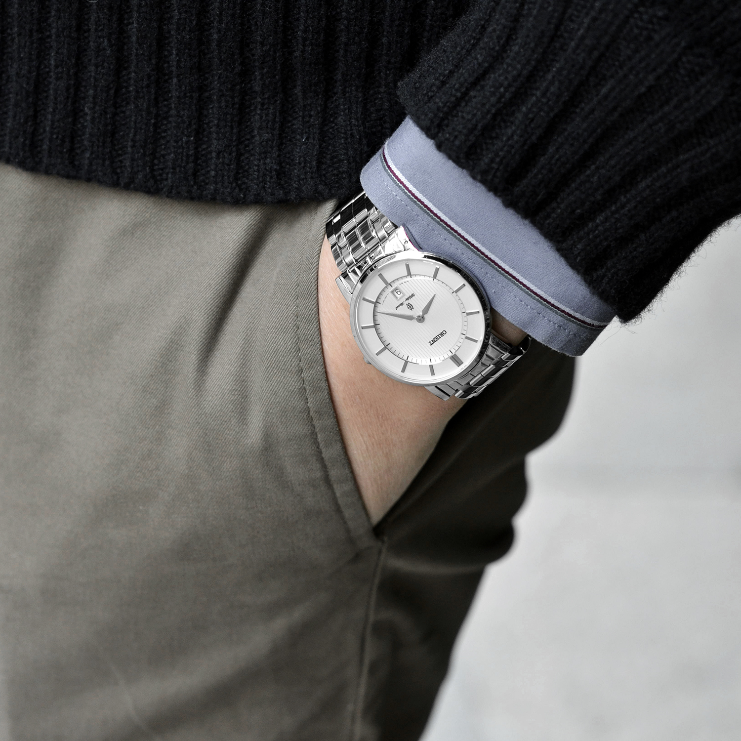 Orient FGW01006W0 zegarek srebrny klasyczny Contemporary bransoleta - miniatura 5