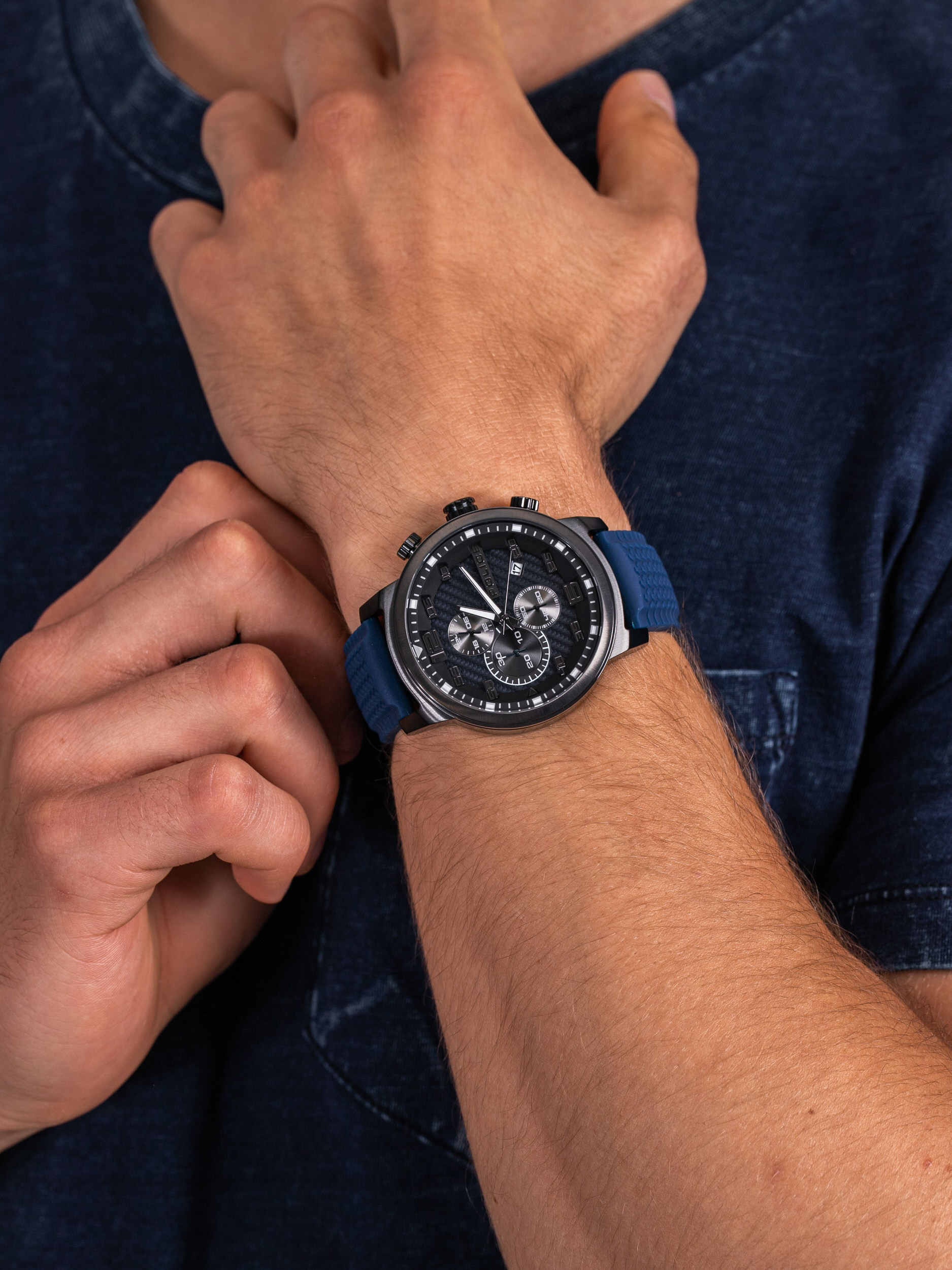 zegarek Police PL.15657JSBU-03P męski z chronograf Pasek - miniatura 3