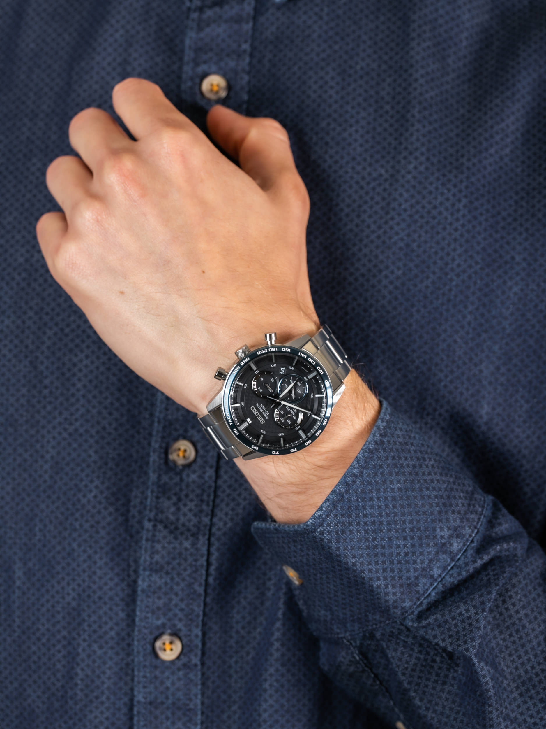 zegarek Seiko SSB357P1 Quartz Chronograph 100m męski z tachometr Chronograph - miniatura 3