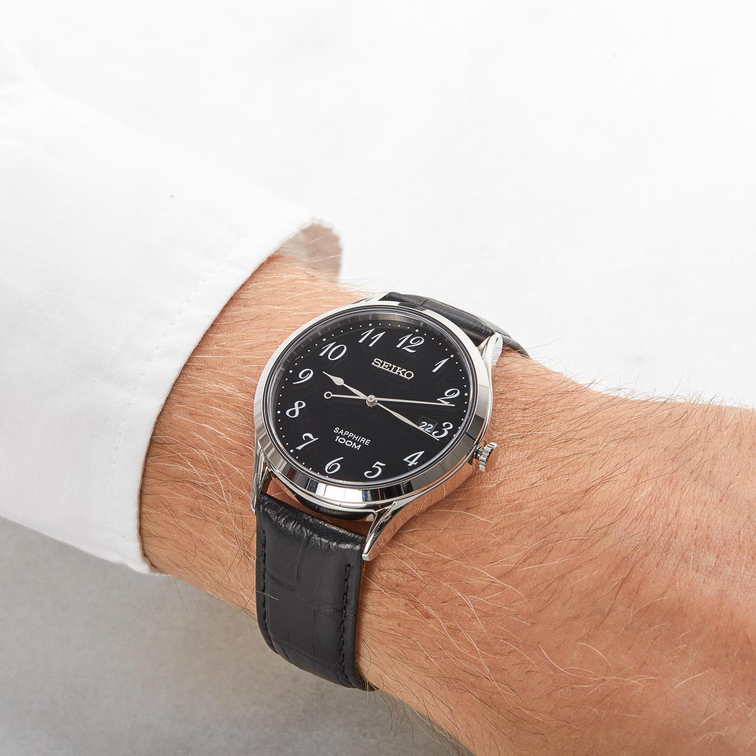 Seiko SGEH77P1 zegarek srebrny klasyczny Classic pasek - miniatura 5