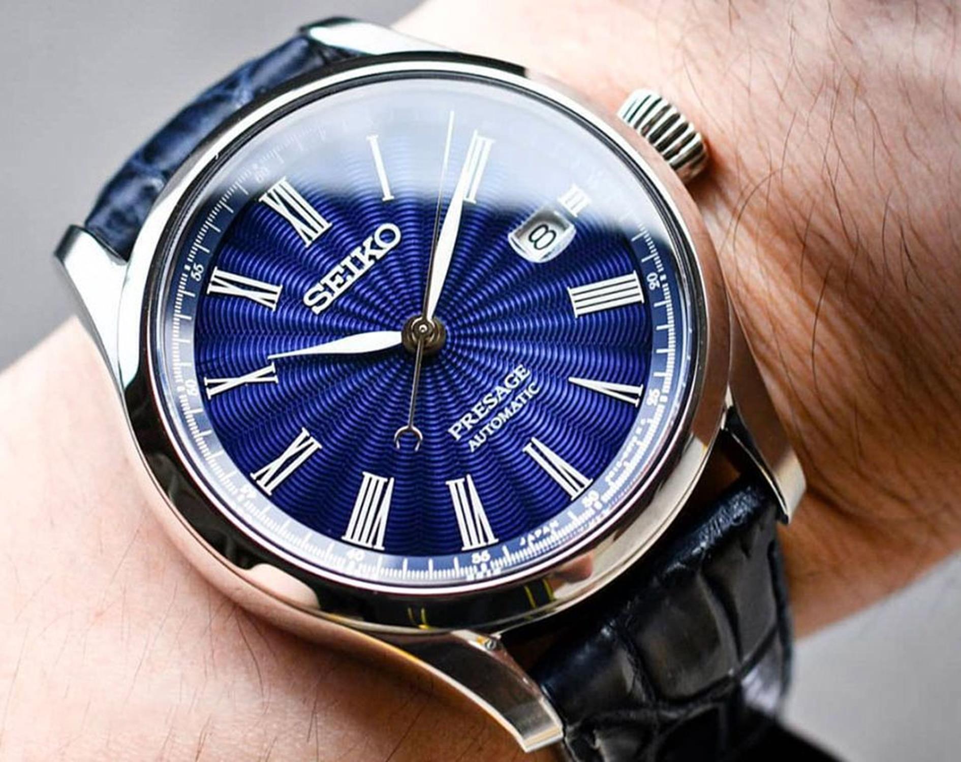 Seiko SPB075J1 zegarek srebrny klasyczny Presage pasek - miniatura 5