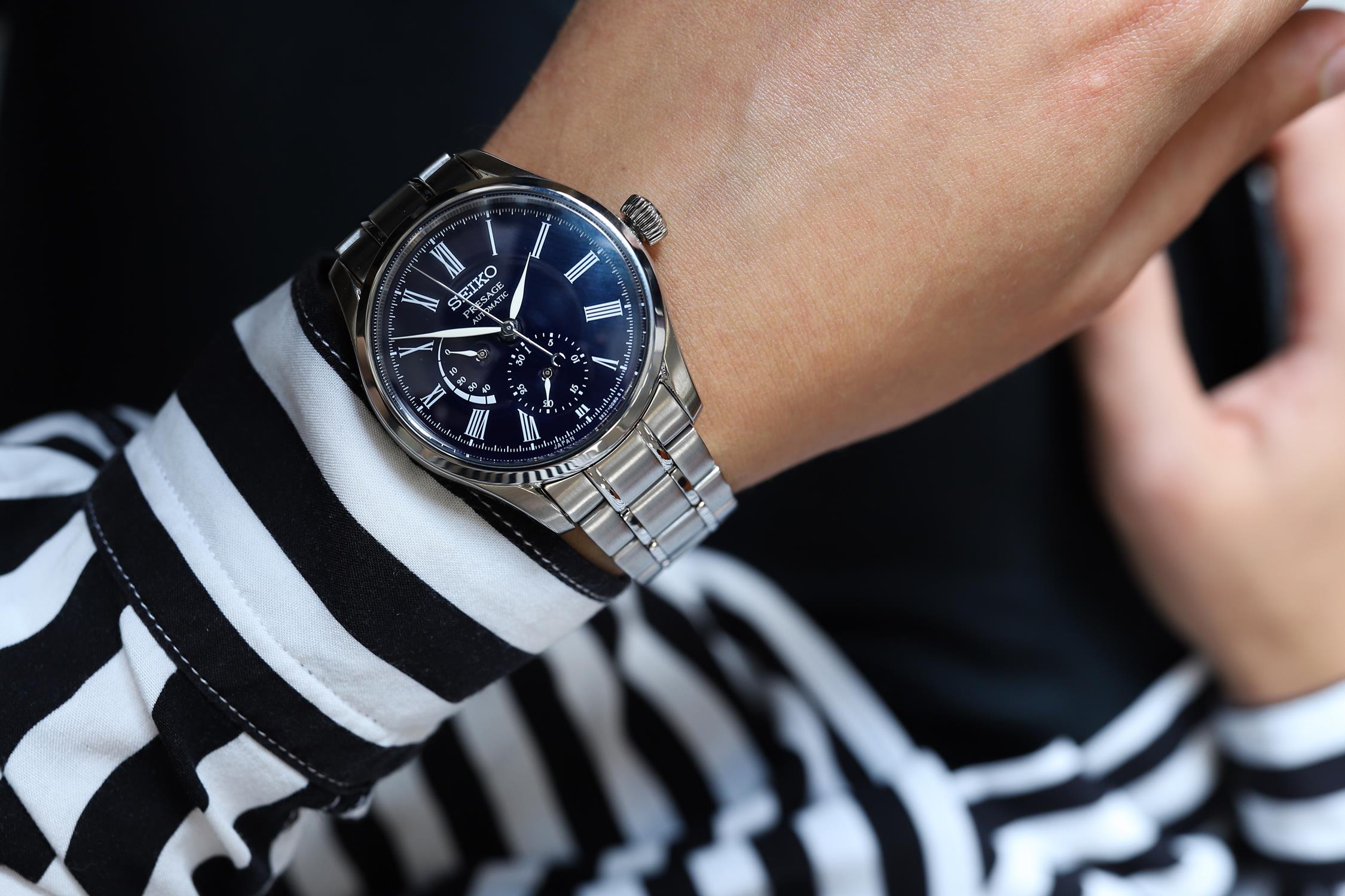 Seiko SPB091J1 zegarek srebrny klasyczny Presage bransoleta