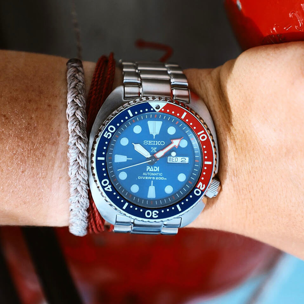 zegarek Seiko SRPA21K1 Prospex Diver Automatic Turtle PADI Special Edition Pepsi Prospex mineralne utwardzane