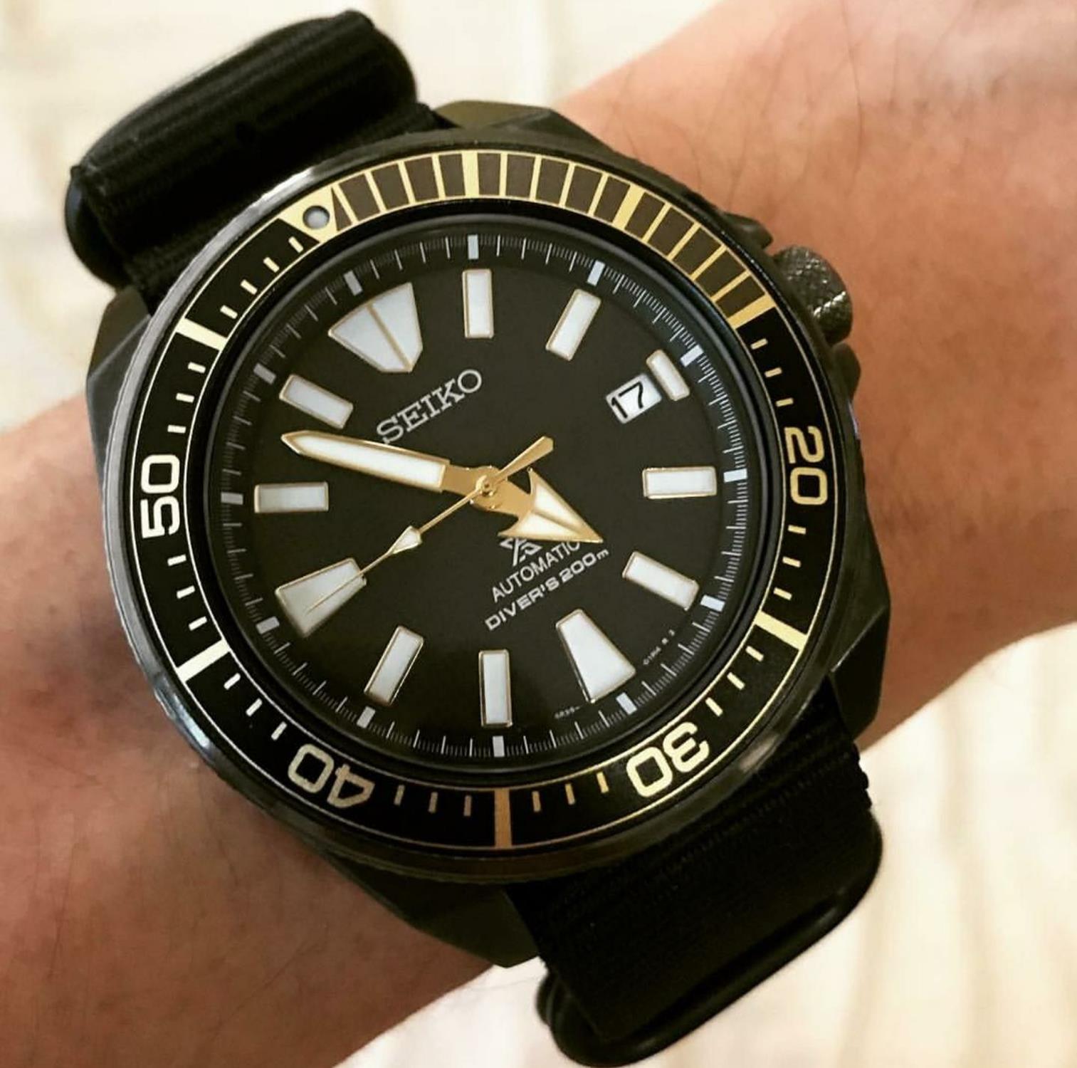 Seiko SRPB55K1 Prospex Divers 200m Samurai Automatic Black-Gold zegarek sportowy Prospex - miniatura 4
